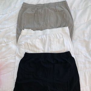 ON: Grey, White & Black Drawstring Linen Pants